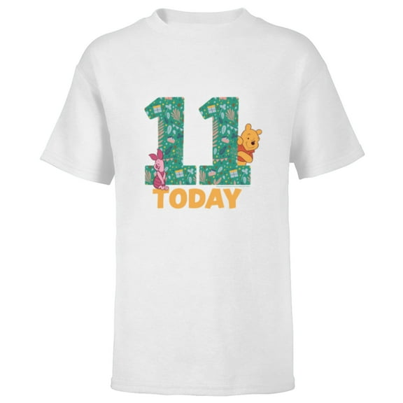 Disney Winnie the Pooh & Piglet Birthday 11 Years Old Today - Short Sleeve T-Shirt for Kids - Customized-White