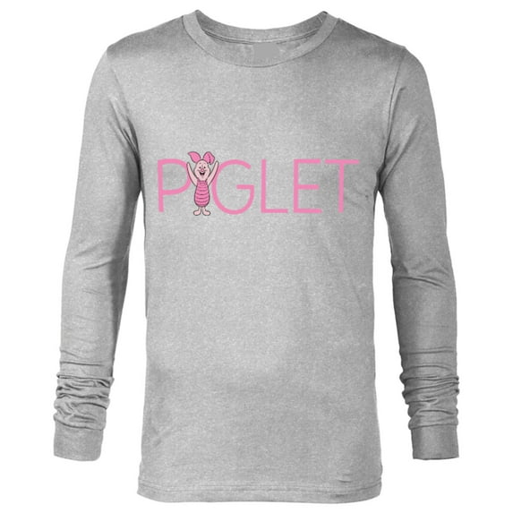 Disney Winnie the Pooh Piglet Classic Lettering - Long Sleeve T-Shirt for Men - Customized-Athletic Heather