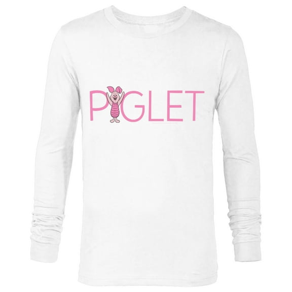 Disney Winnie the Pooh Piglet Classic Lettering - Long Sleeve T-Shirt for Men - Customized-White