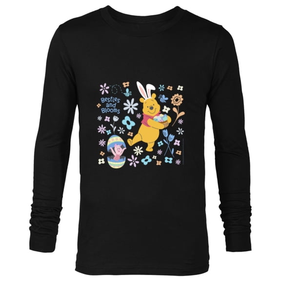 Disney Winnie the Pooh & Piglet Easter Besties and Blooms - Long Sleeve T-Shirt for Men - Customized-Black