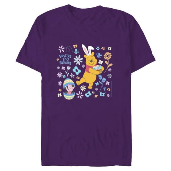 Disney Winnie the Pooh & Piglet Easter Besties and Blooms - Short Sleeve Blended T-Shirt for Adults - Customized-Purple