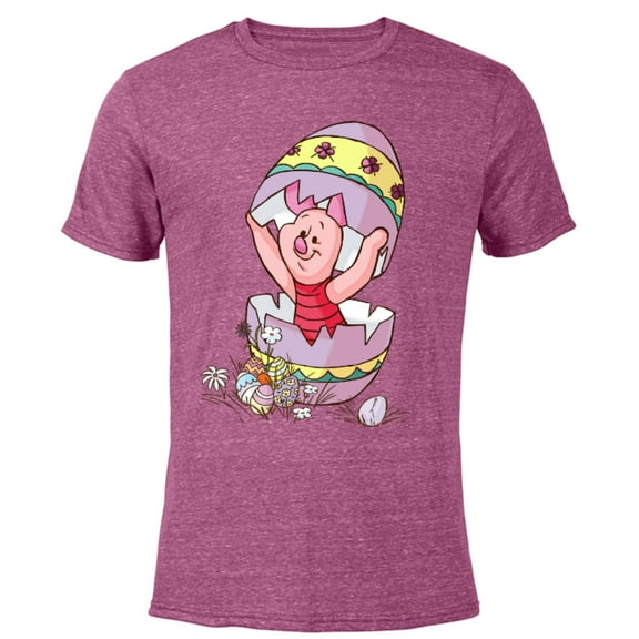 Disney Winnie the Pooh Piglet Easter Egg - Short Sleeve Blended T-Shirt for Adults - Customized-Purple