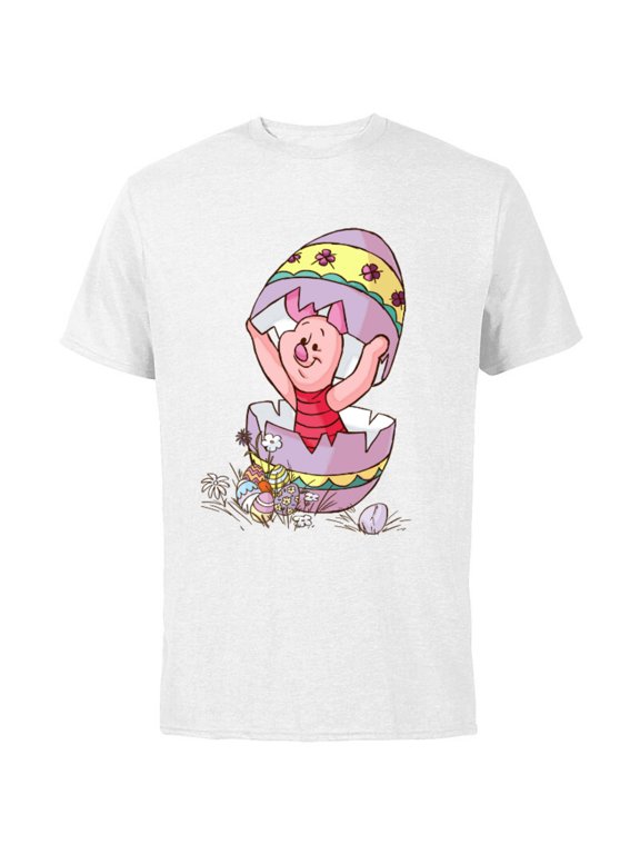 Winnie the Pooh Piglet Easter Egg - Short Sleeve Cotton T-Shirt for Adults - Customized-White