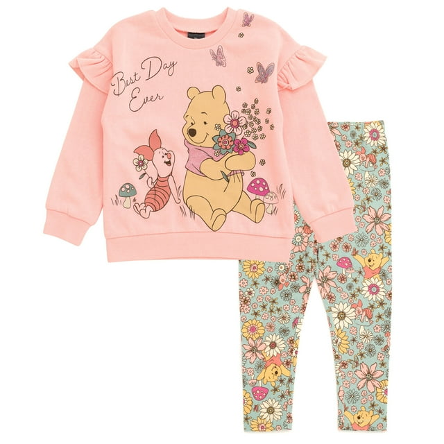 Disney Winnie the Pooh Piglet Floral Fleece Sweatshirt and Leggings ...