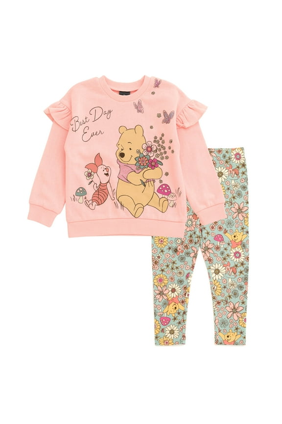 Winnie the Pooh Piglet Floral Fleece Sweatshirt and Leggings Outfit Set Infant to Little Kid