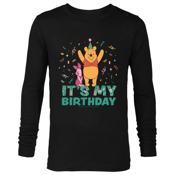 Disney Winnie the Pooh & Piglet It’s my Birthday Party - Long Sleeve T-Shirt for Men - Customized-Black
