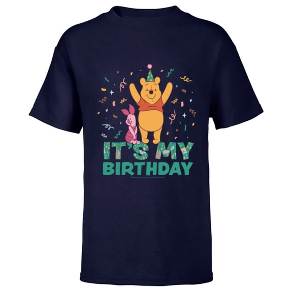 Disney Winnie the Pooh & Piglet It’s my Birthday Party - Short Sleeve T-Shirt for Kids - Customized-Navy