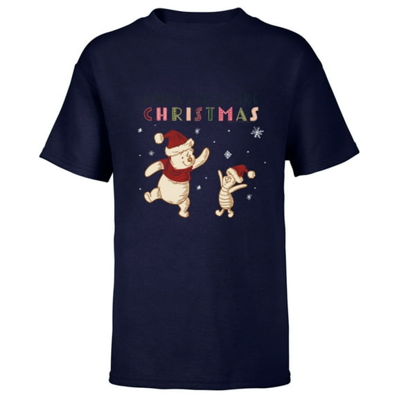 Disney Winnie the Pooh & Piglet Kinda Feels Like Christmas - Short Sleeve T-Shirt for Kids - Customized-Navy