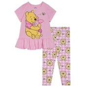 Disney Winnie the Pooh Piglet Peplum T-Shirt and Leggings Outfit Set Infant to Toddler