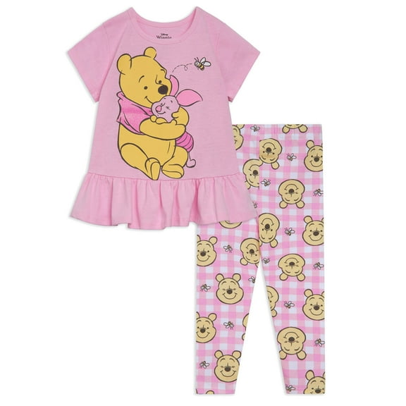 Disney Winnie the Pooh Piglet Peplum T-Shirt and Leggings Outfit Set Infant to Toddler