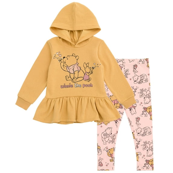 Disney Winnie the Pooh Piglet Pullover Peplum Fleece Hoodie and Leggings Outfit Set Infant to Toddler