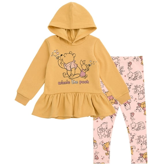 Disney Winnie the Pooh Piglet Pullover Peplum Fleece Hoodie and Leggings Outfit Set Infant to Toddler