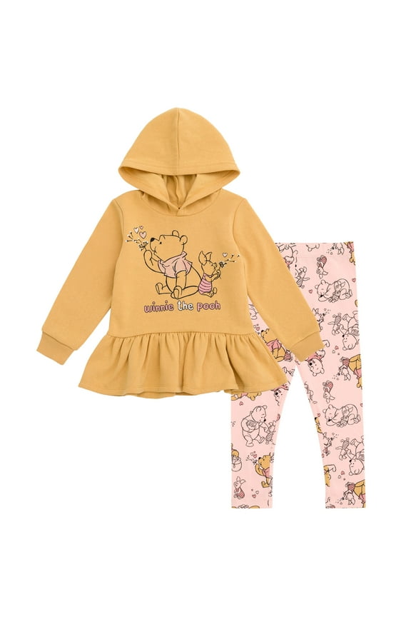 Winnie the Pooh Piglet Pullover Peplum Fleece Hoodie and Leggings Outfit Set Infant to Toddler