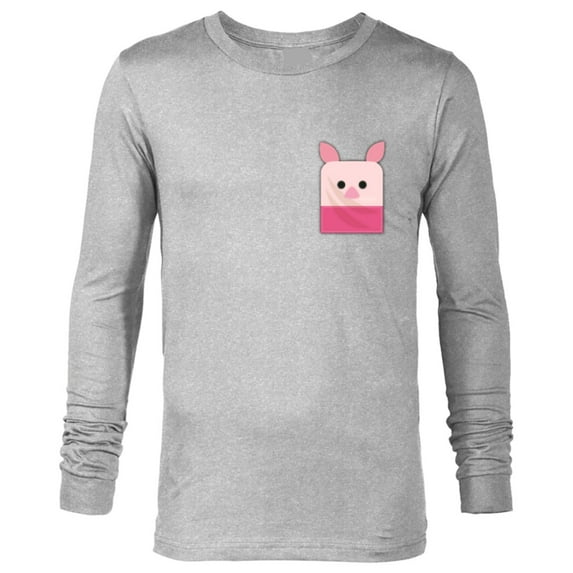 Disney Winnie the Pooh Piglet Small Block Character Pocket - Long Sleeve T-Shirt for Men - Customized-Athletic Heather