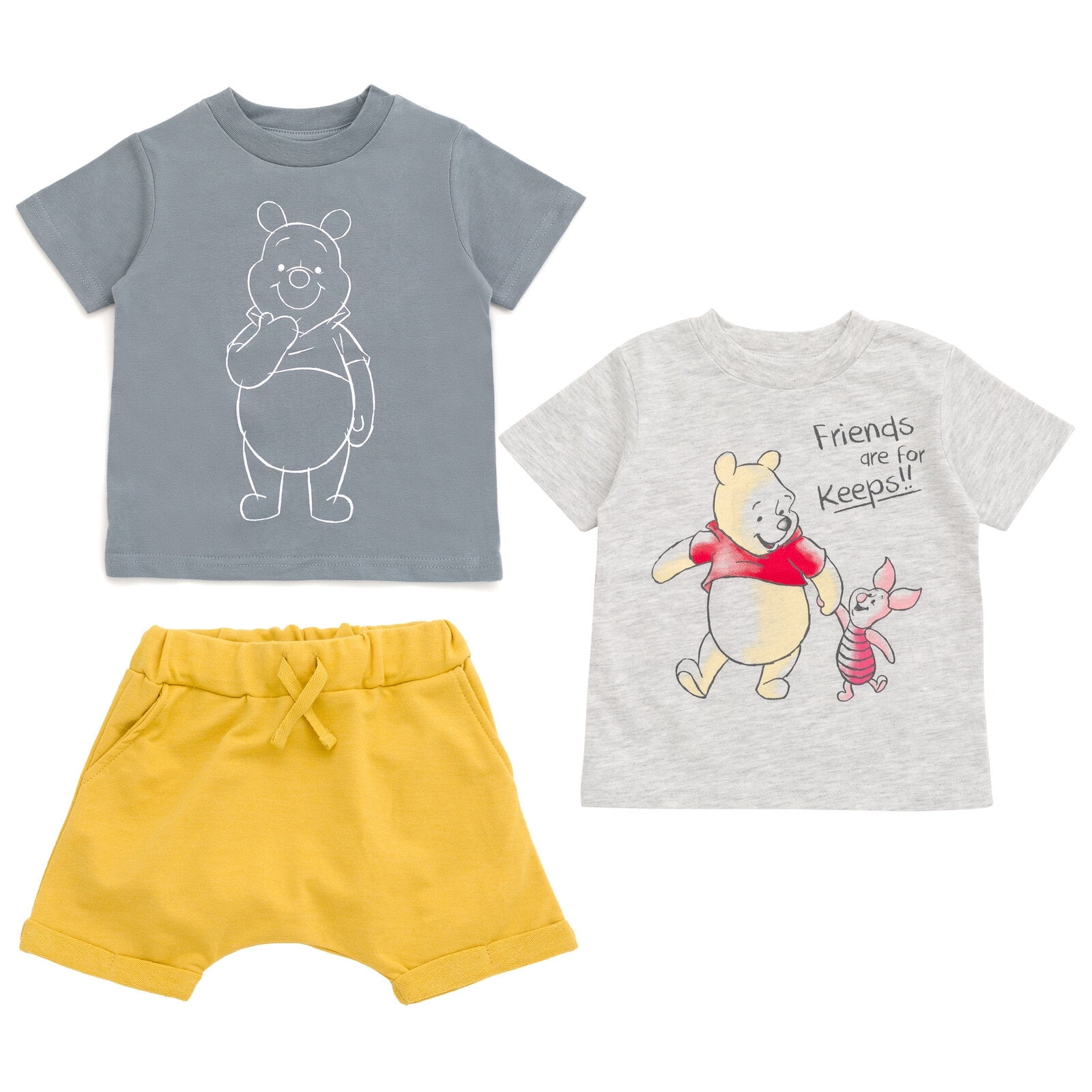Babyhug Disney 100% Cotton Single Jersey Half Sleeve T-Shirt & Shorts With Winnie The Pooh Graphics - Yellow & Blue main image 1