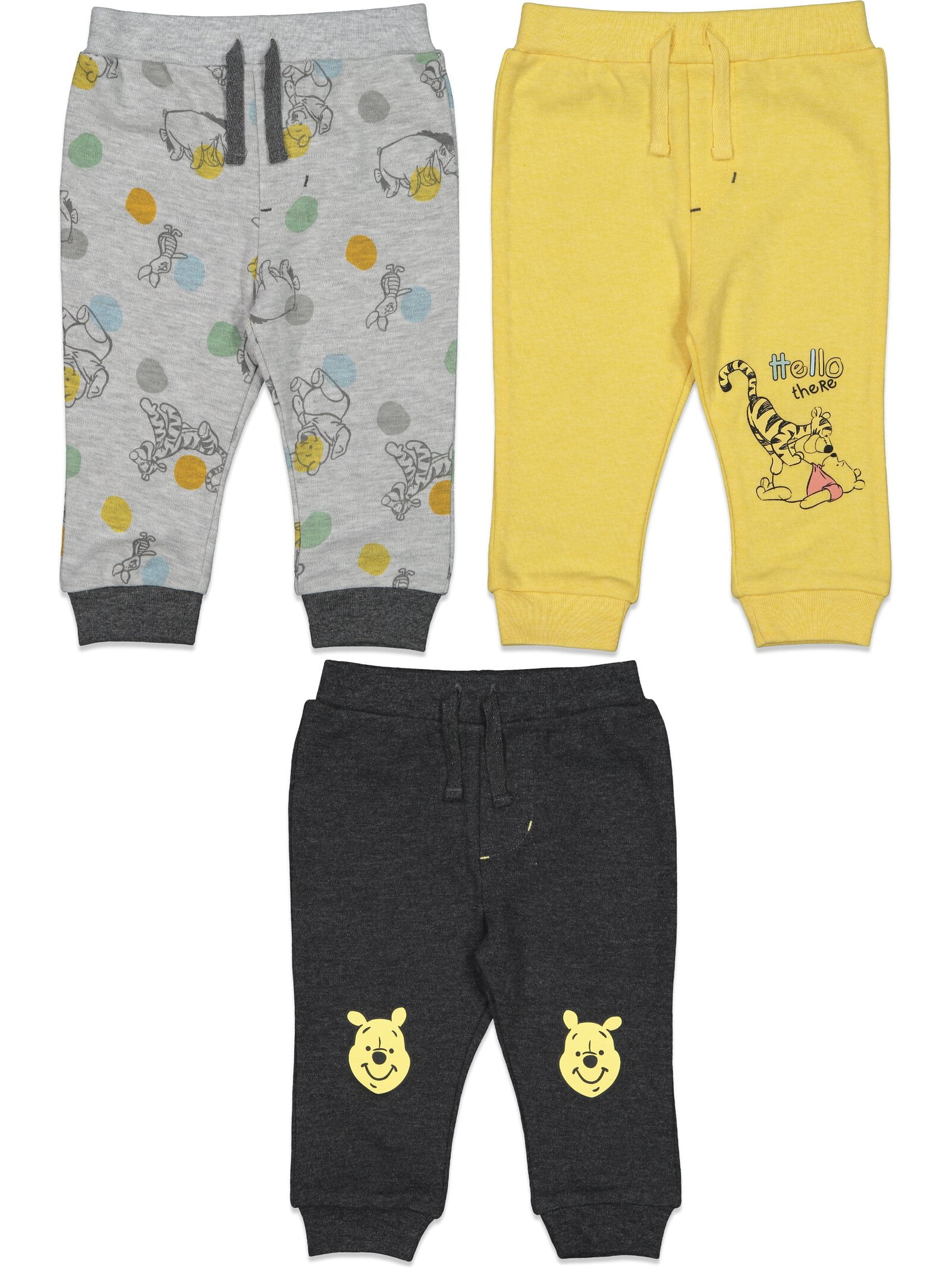 Disney Winnie the Pooh Eeyore Tigger Infant Baby Boys 3 Pack Jogger Pants Newborn to Toddler