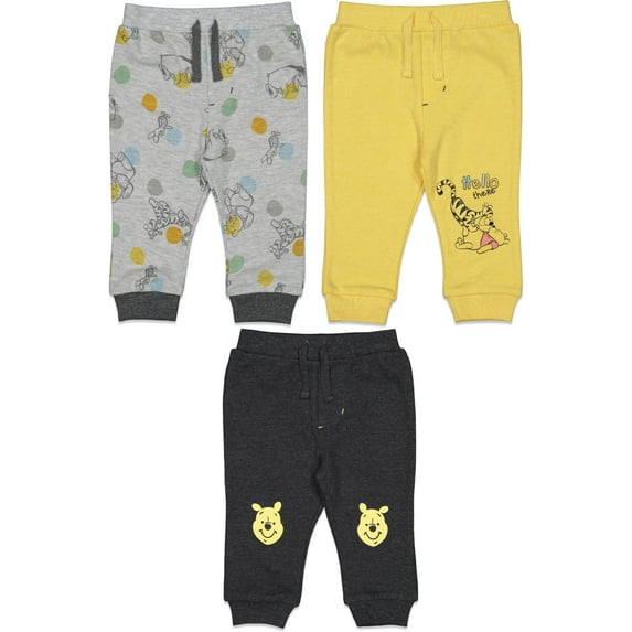 Disney Winnie the Pooh Eeyore Tigger Infant Baby Boys 3 Pack Jogger Pants Newborn to Toddler