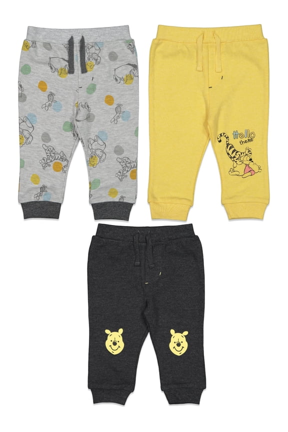 Winnie the Pooh Eeyore Tigger Toddler Boys 3 Pack Jogger Pants Newborn to Toddler