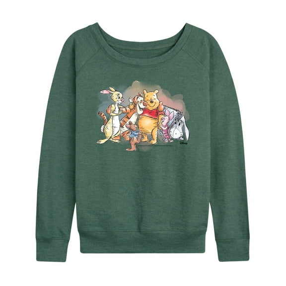 Disney - Winnie the Pooh - Pooh And Group Watercolor - Women's Lightweight French Terry Long Sleeve Shirt
