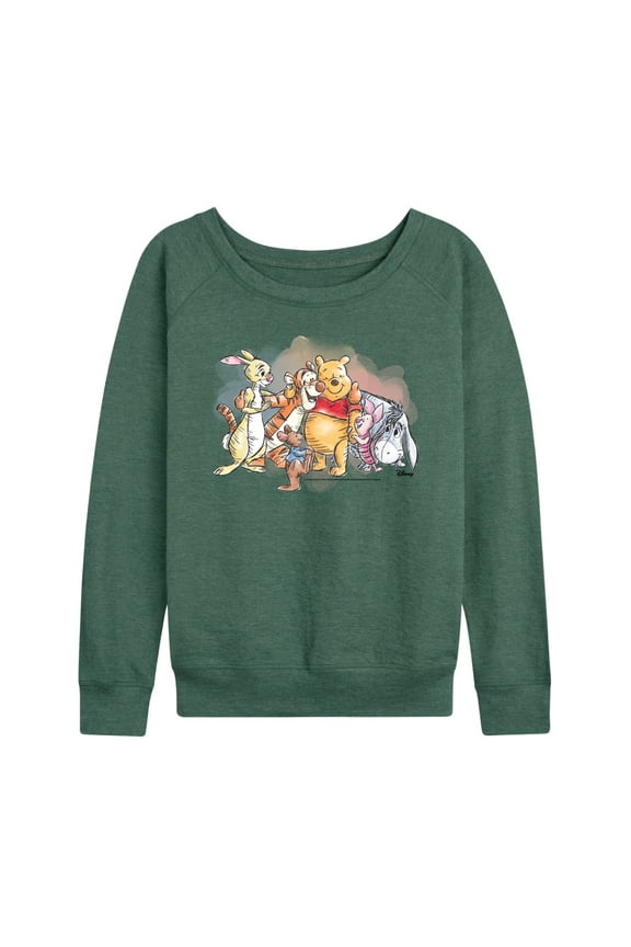 Disney - Winnie the Pooh - Pooh And Group Watercolor - Women's Lightweight French Terry Long Sleeve Shirt