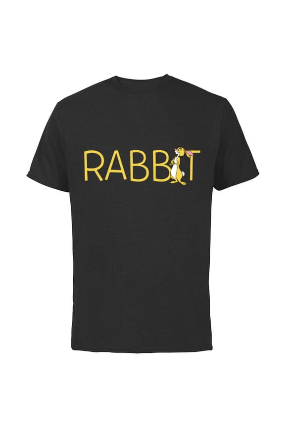 Winnie the Pooh Rabbit Classic Lettering - Short Sleeve Cotton T-Shirt for Adults - Customized-Black