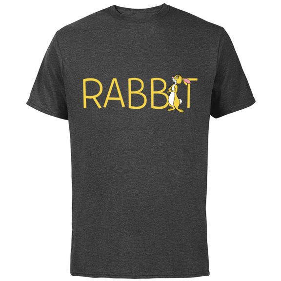 Disney Winnie the Pooh Rabbit Classic Lettering - Short Sleeve Cotton T-Shirt for Adults - Customized-Charcoal