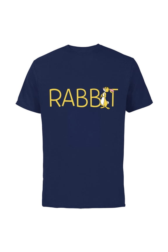 Winnie the Pooh Rabbit Classic Lettering - Short Sleeve Cotton T-Shirt for Adults - Customized-Navy