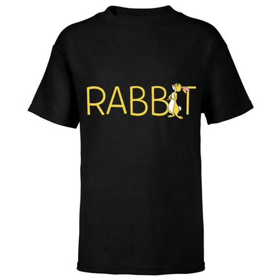 Disney Winnie the Pooh Rabbit Classic Lettering - Short Sleeve T-Shirt for Kids - Customized-Black
