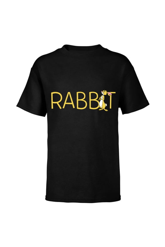 Winnie the Pooh Rabbit Classic Lettering - Short Sleeve T-Shirt for Kids - Customized-Black