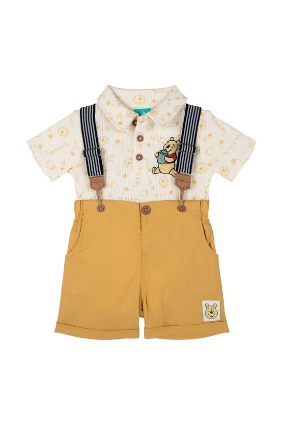Winnie the Pooh Ribbed Polo Bodysuit and Shorts Outfit Set Newborn to Infant