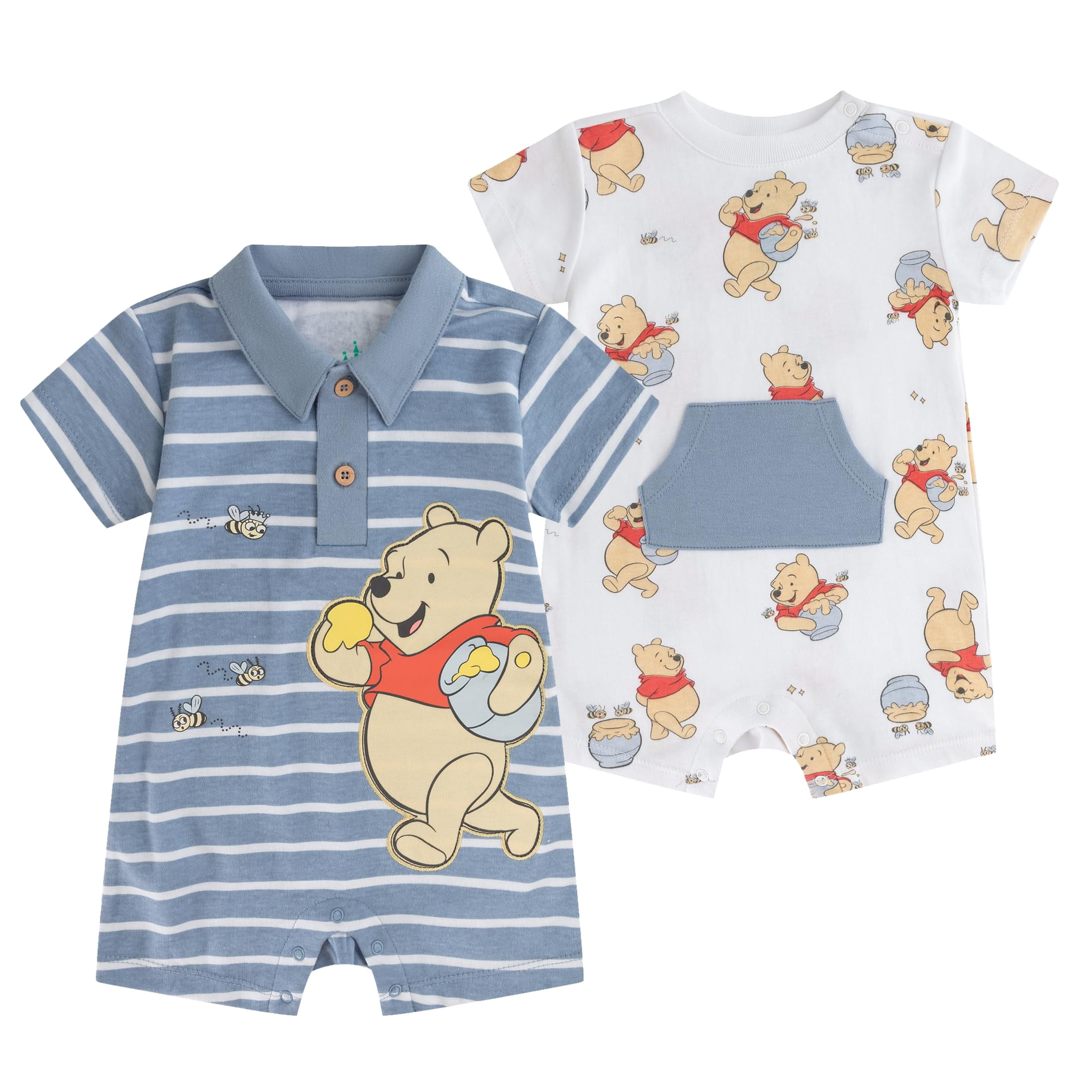Disney Winnie the Pooh Short Sleeve Romper (Baby Boys), 2 Pack, Sizes 3M-18M