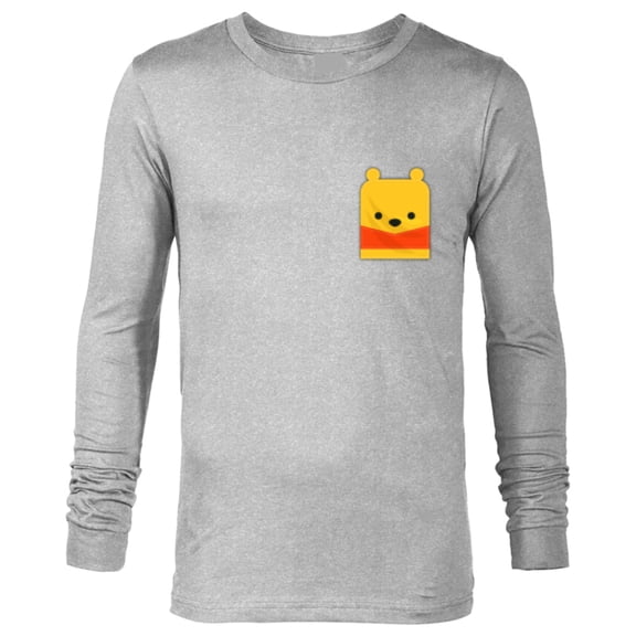 Disney Winnie the Pooh Small Block Character Pocket - Long Sleeve T-Shirt for Men - Customized-Athletic Heather