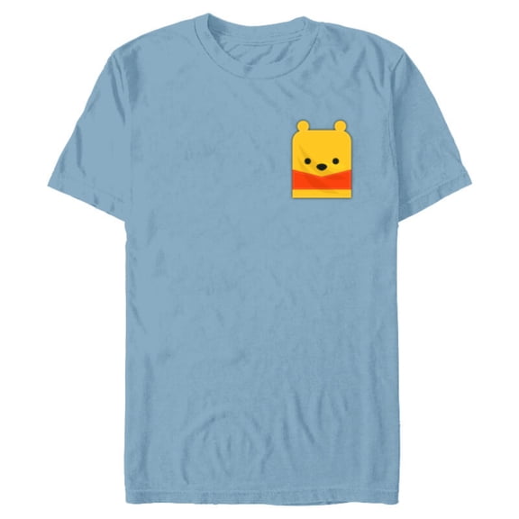 Disney Winnie the Pooh Small Block Character Pocket - Short Sleeve Blended T-Shirt for Adults - Customized-Ocean Blue