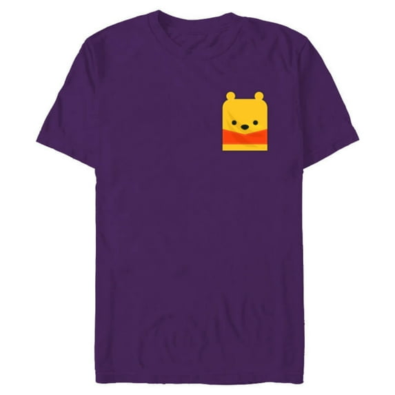 Disney Winnie the Pooh Small Block Character Pocket - Short Sleeve Blended T-Shirt for Adults - Customized-Purple