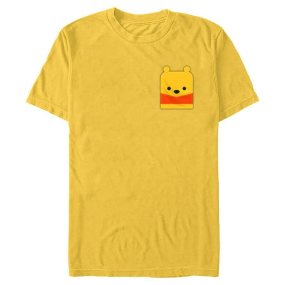 Disney Winnie the Pooh Small Block Character Pocket - Short Sleeve Blended T-Shirt for Adults - Customized-Yellow