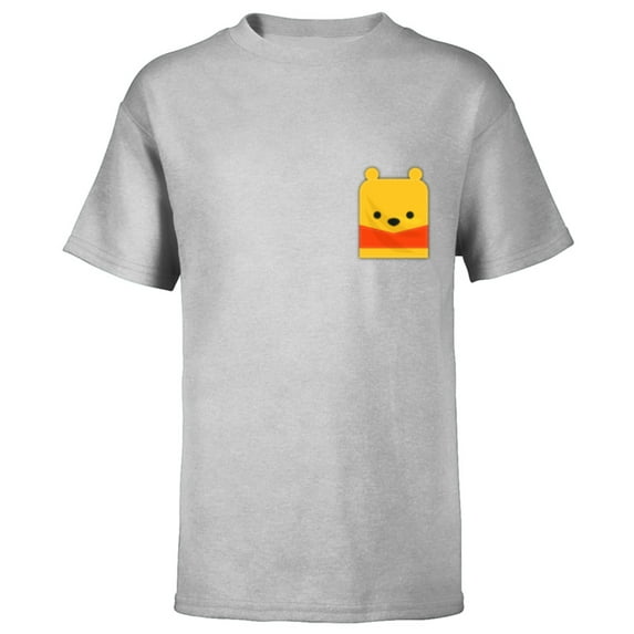 Disney Winnie the Pooh Small Block Character Pocket - Short Sleeve T-Shirt for Kids - Customized-Athletic Heather