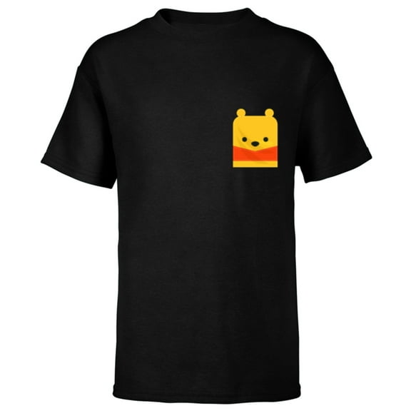 Disney Winnie the Pooh Small Block Character Pocket - Short Sleeve T-Shirt for Kids - Customized-Black