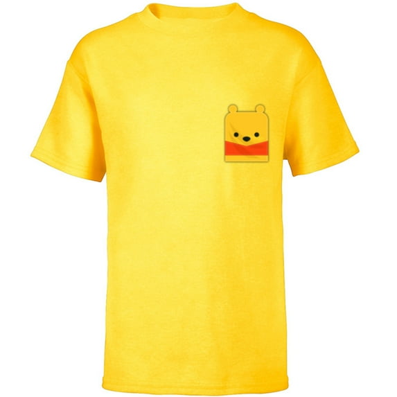 Disney Winnie the Pooh Small Block Character Pocket - Short Sleeve T-Shirt for Kids - Customized-Yellow