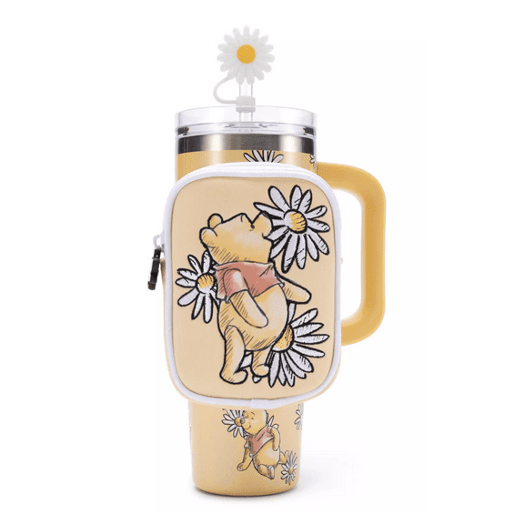 Disney Winnie the Pooh Stainless Steel Travel Tumbler with Straw plus Zip Case