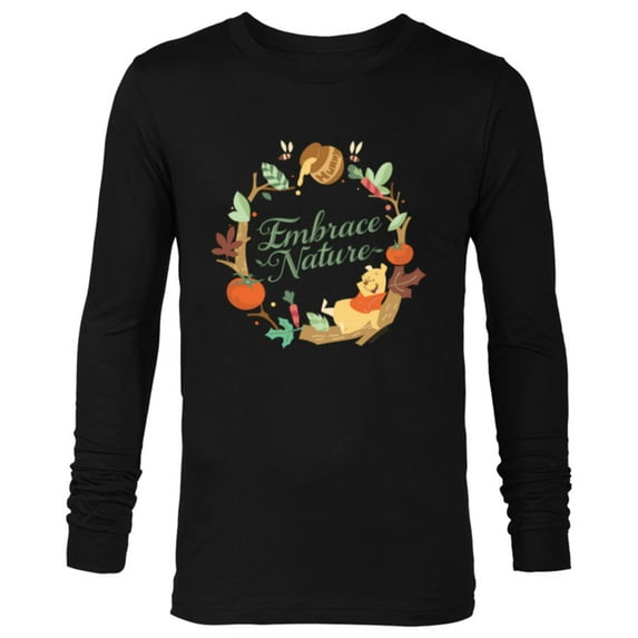 Disney Winnie the Pooh Stylized Wreath Hunny Embrace Nature - Long Sleeve T-Shirt for Men - Customized-Black