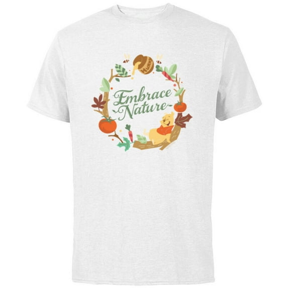 Disney Winnie the Pooh Stylized Wreath Hunny Embrace Nature - Short Sleeve Cotton T-Shirt for Adults - Customized-White