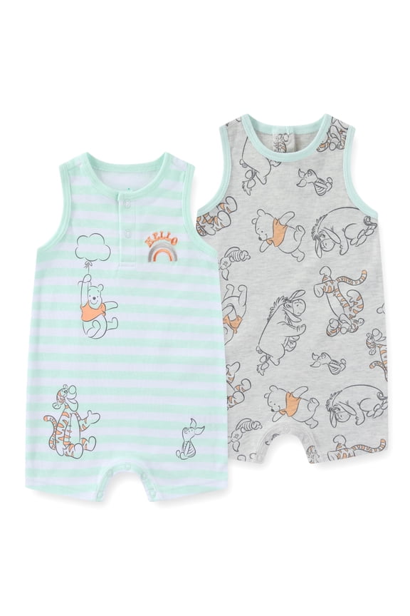 Winnie the Pooh Tank Top Romper (Baby Boys), 2 Pack, Sizes 3M-9M