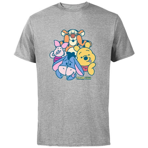 Disney Winnie the Pooh Team - Short Sleeve Cotton T-Shirt for Adults - Customized-Athletic Heather