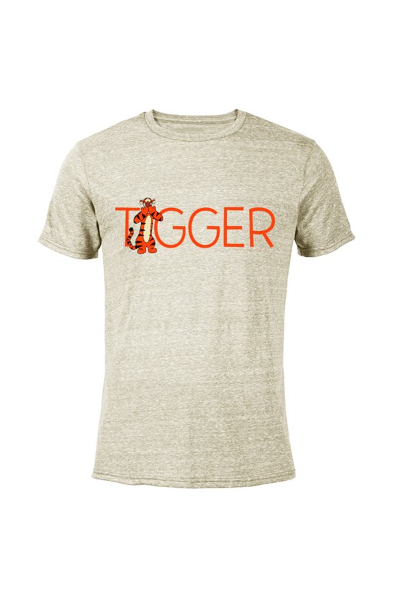 Winnie the Pooh Tigger Classic Lettering - Short Sleeve Blended T-Shirt for Adults - Customized-Yellow