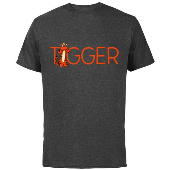 Disney Winnie the Pooh Tigger Classic Lettering - Short Sleeve Cotton T-Shirt for Adults - Customized-Charcoal