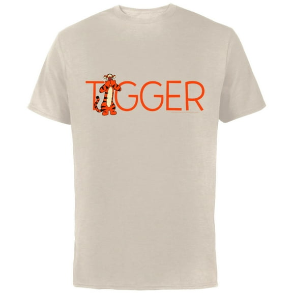 Disney Winnie the Pooh Tigger Classic Lettering - Short Sleeve Cotton T-Shirt for Adults - Customized-Natural