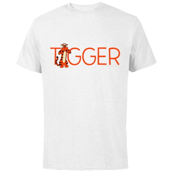 Disney Winnie the Pooh Tigger Classic Lettering - Short Sleeve Cotton T-Shirt for Adults - Customized-White