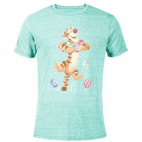 Disney Winnie the Pooh Tigger Easter Egg Bounce - Short Sleeve Blended T-Shirt for Adults - Customized-Ocean Blue