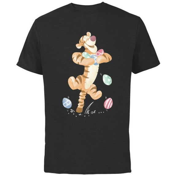 Disney Winnie the Pooh Tigger Easter Egg Bounce - Short Sleeve Cotton T-Shirt for Adults - Customized-Black