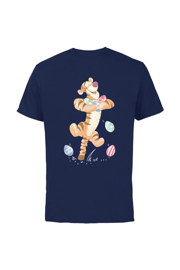 Winnie the Pooh Tigger Easter Egg Bounce - Short Sleeve Cotton T-Shirt for Adults - Customized-Navy
